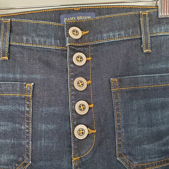 Ramy Brook Cindy High Rise Flare Bootcut Jeans Dark Wash Blue Stretch Size 32 - Picture 6 of 11